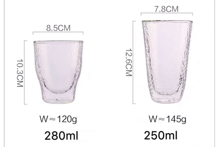 250 Ml Double Walled Pyrex Glass Latte Glass heat-resistance tea Coffee Cup