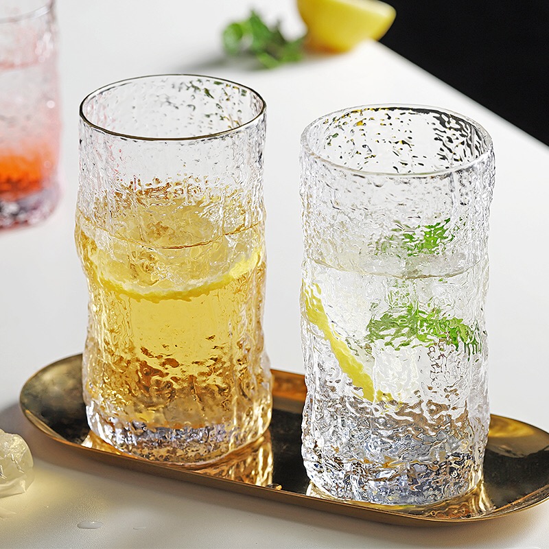 350ml hammer glass cup transparent heat-resistant green tea glass tea mug water glass