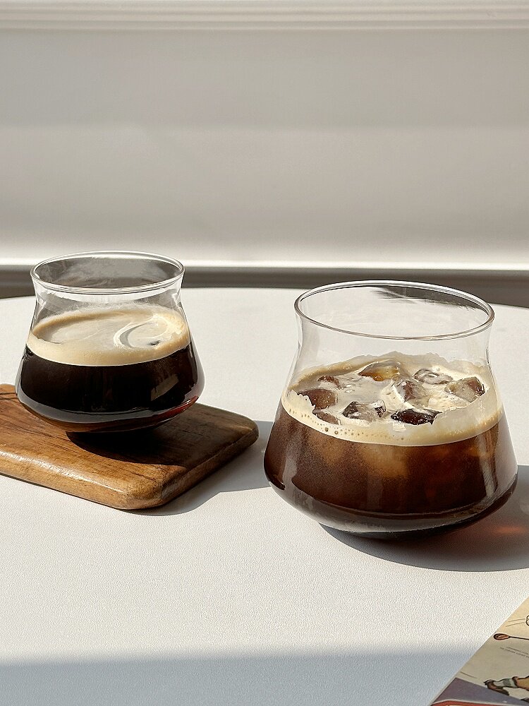 Clear wavy glass coffee tumbler product detail