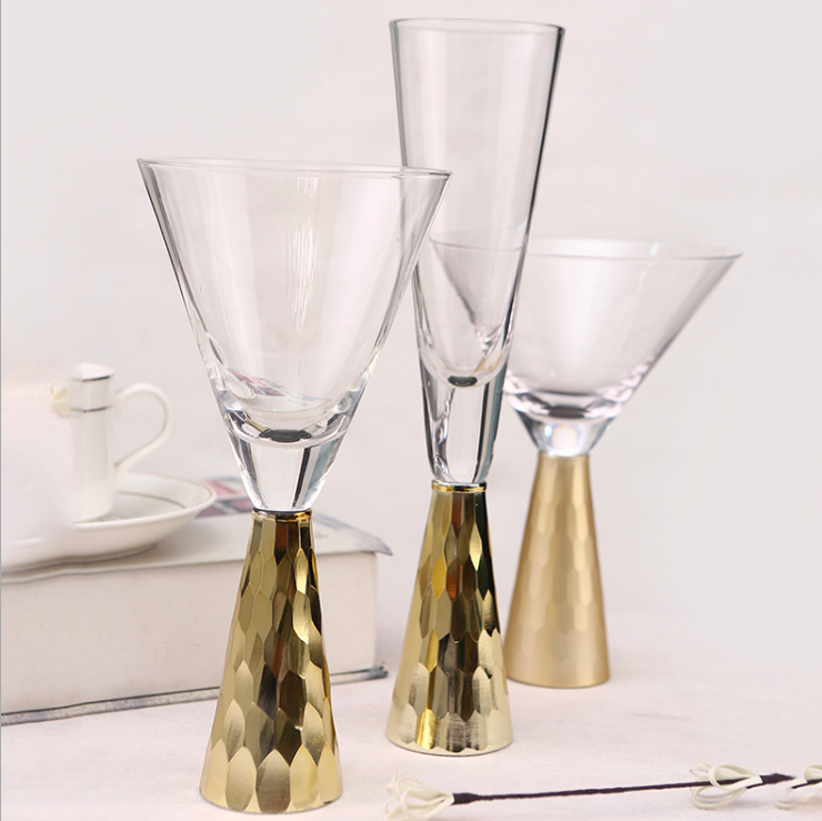 high quality handmade 280ml clear cocktail margarita wine glass foil stem