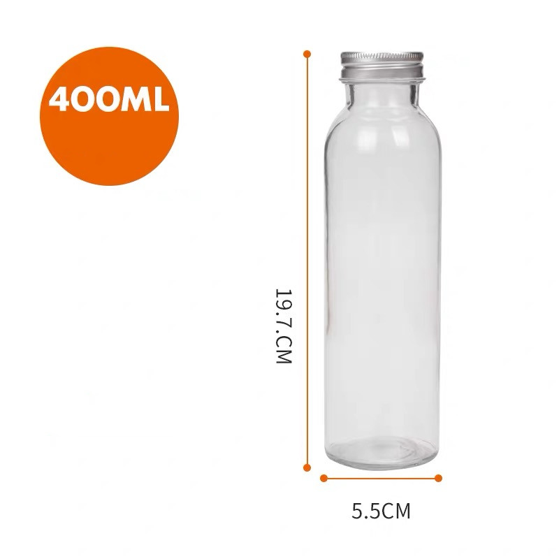  Wholesale price round juice coffee glass bottle with lid