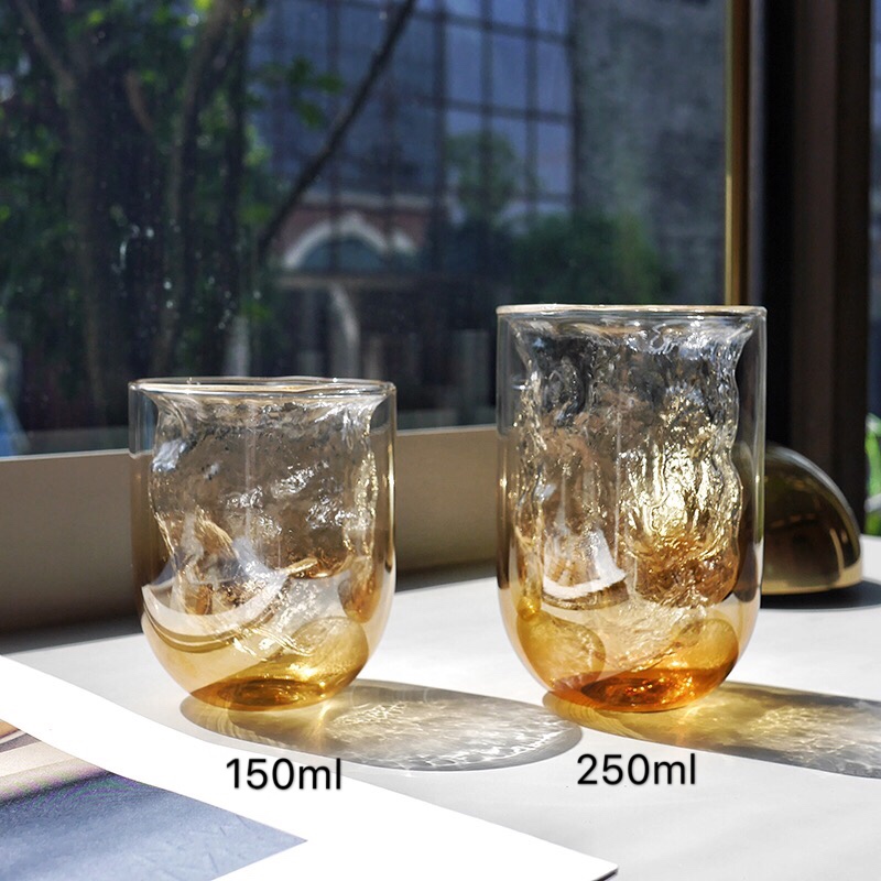 Low MOQ Unique New Design Double Wall Starry Sky Style Whisky Wine Glass