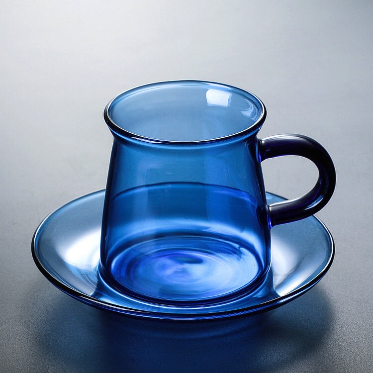 220ml Durable fashion coloured glass coffee cup with handle