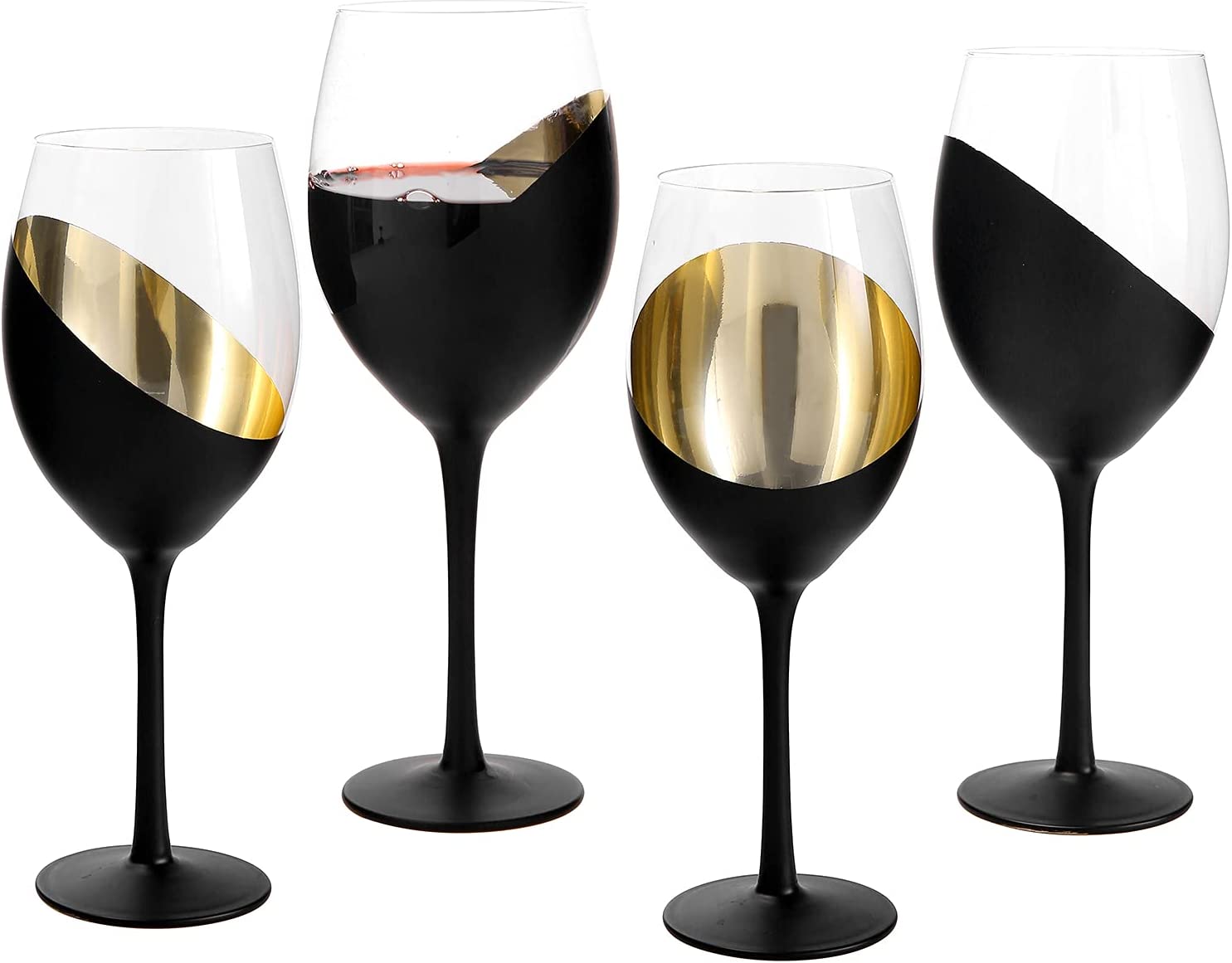 luxury crystal matt with gold plated wine glasses set