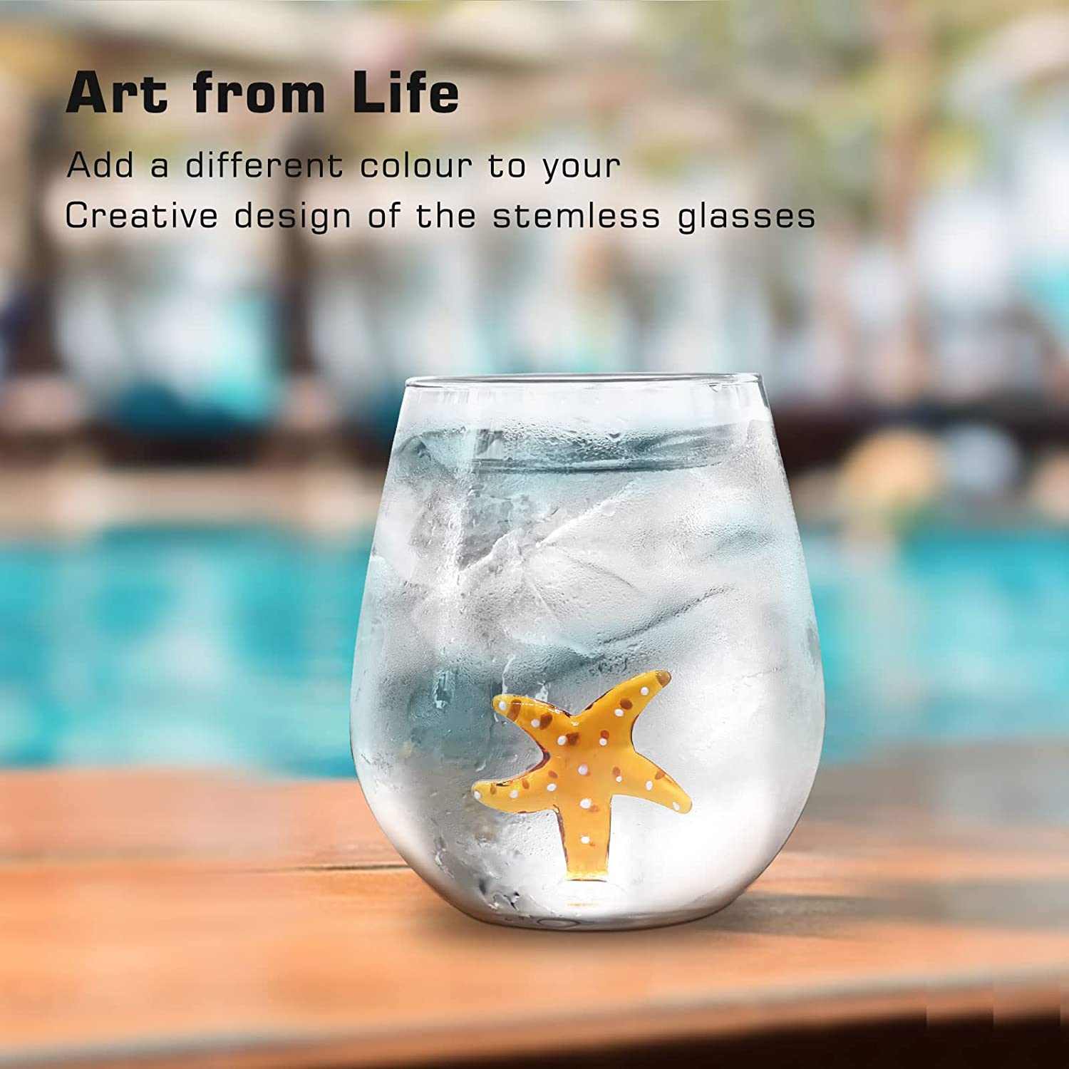  Hot selling customized 3D creative stemless wine glass color wine glass