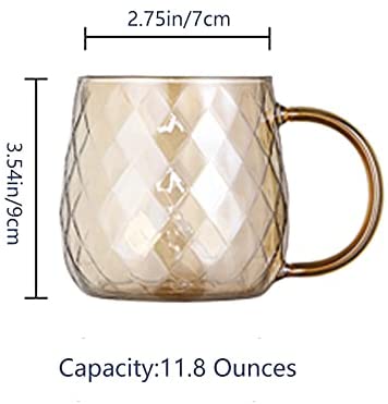11.8 ounces Glass Mugs Set of 2 Borosilicate Glass Cups with Handle,Hot Ice Beverage Cups