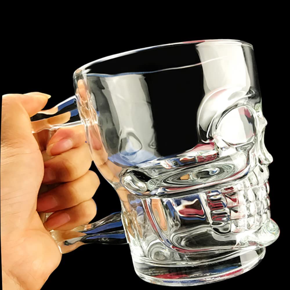 Glass Mug with Handle, Heavy Clear Drinking Glasses, Beer Stein Cup for Water, Wine, Juice and Bar