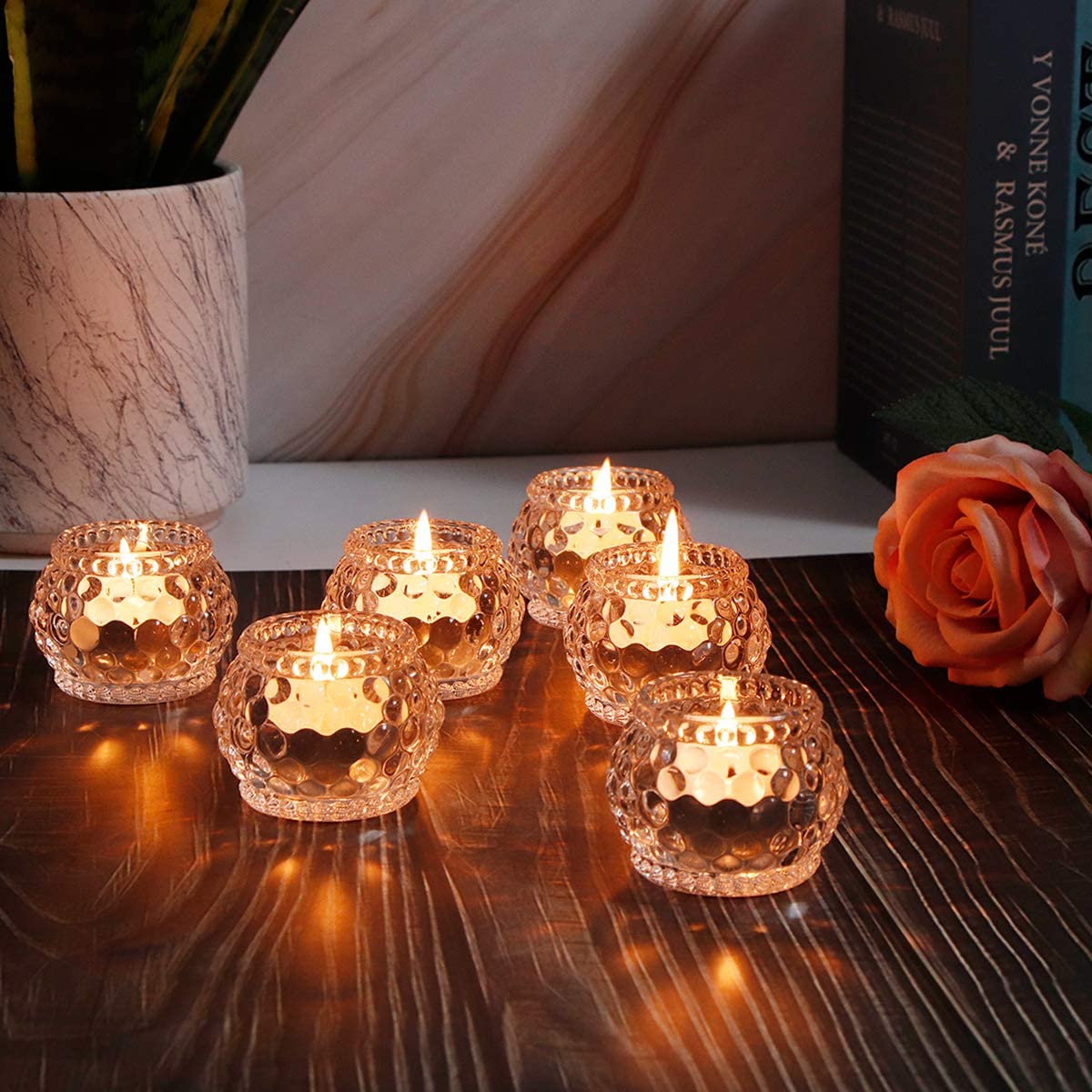 Round Clear Decorative Candle Holder for Table, Home Party Wedding Decor