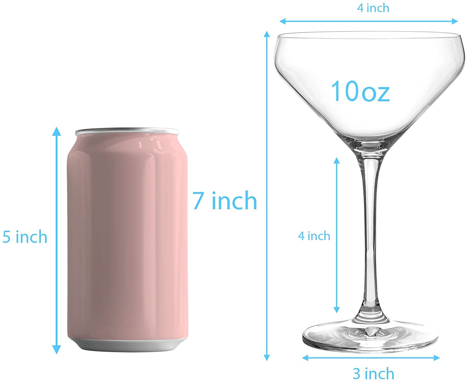 10 Ounces Crystal Martini Cocktail Glasses Premium Strong Lead-Free Clear Glassware for Party Dinner