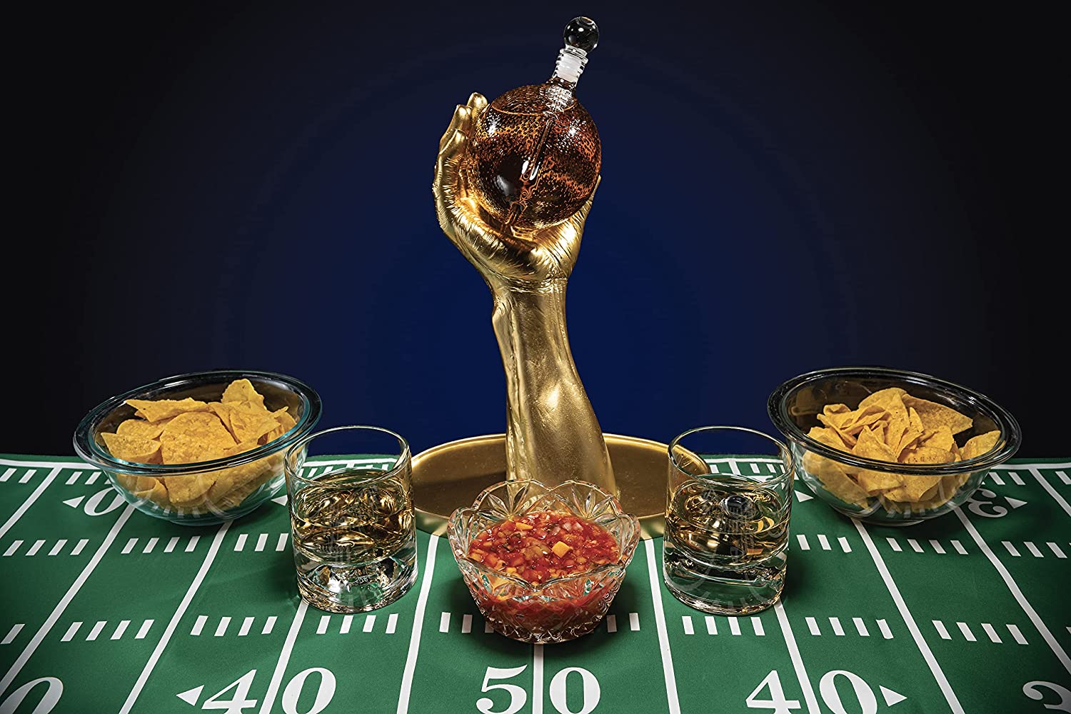 Football Decanter with 2 Football Whiskey & Wine Glasses - Perfect For Superbowl, Father's day Gift, Gift for Husband