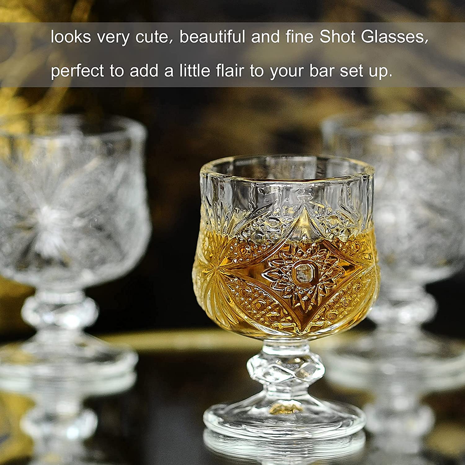 1.75 Ounces Classical Style Shot Glasses Set of 6 Super Cute Wine Glasses for Sherry Cordial