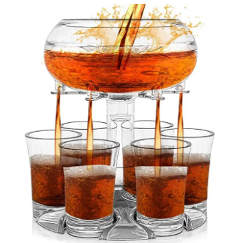 Transparent 6 Shot Glass Dispenser for Bar Pour Cocktail