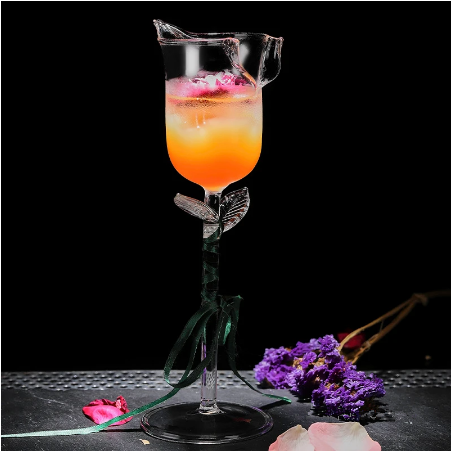Flower Cocktail Glass Rose Goblet Cocktail Cup For Bar Special Restaurant Glassware Desserts Food Container Mixing Wine Tumbler