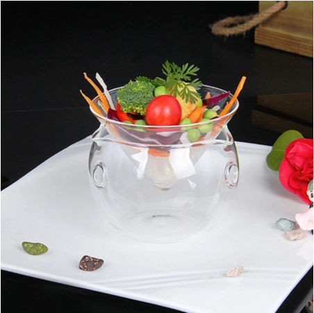 Clear Restaurant Hotel Artistic Conception Hollowware Tableware DIY Vegetable Fruit Salad Bowl