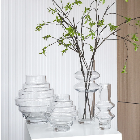 Light Luxury Nordic Glass Stripe Vase Modern Bedroom Living Room Flower Arrangement Decoration Indoor Dry Flower Decoration