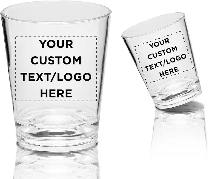 Customised Logo Sublimation Engraved Blanks Clear Mini Small 2oz Tumbler Shot Glass Glasses Cup Wedding With Heavy Base