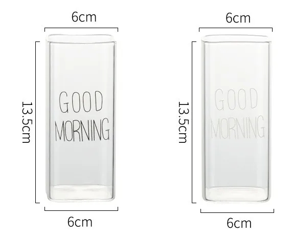 Transparent large-capacity high borosilicate glass square whiskey cup home breakfast milk coffee cup heat-resistant glass