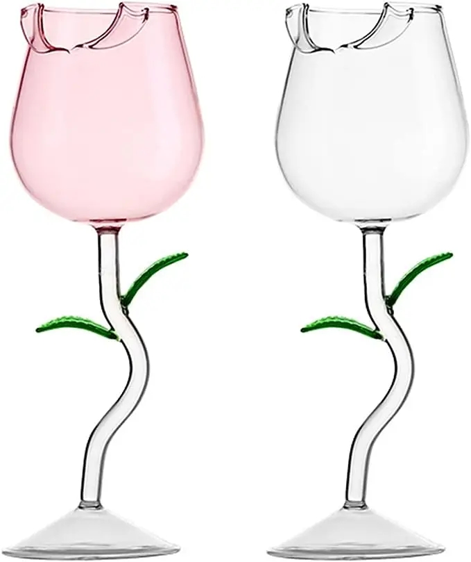 Flower Drinkware Crystal Champagne Flutes Classy Red Wine Glass Rose Cocktail Glass Wine Goblet Glasses