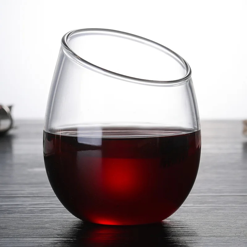 Creative beveled transparent red wine glass beer whiskey household wine glass without handle
