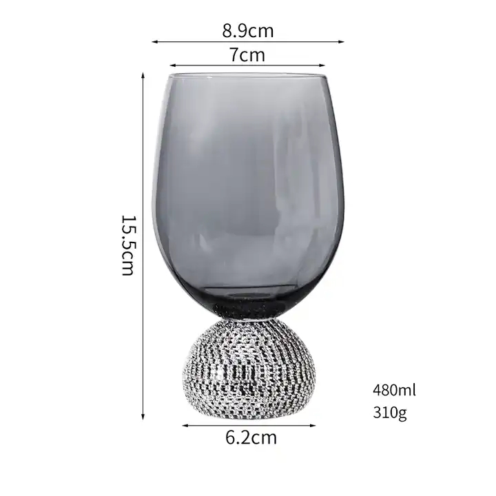 Creative Wholesale European Style Diamond Red Wine Glasses Crystal Glass Water Cup Big Belly Cocktail Glass
