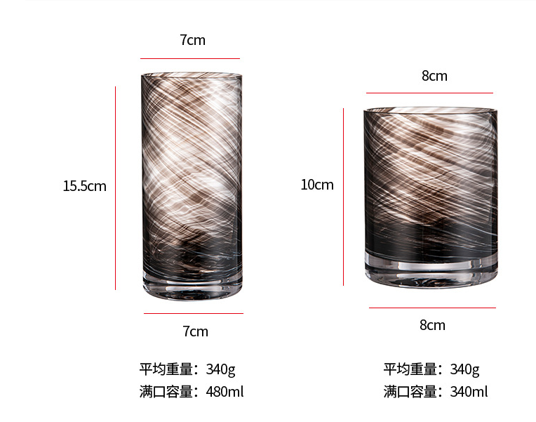 Wholesale bar straight cup with high appearance, retro whiskey glass crystal spirit cup light luxury cup