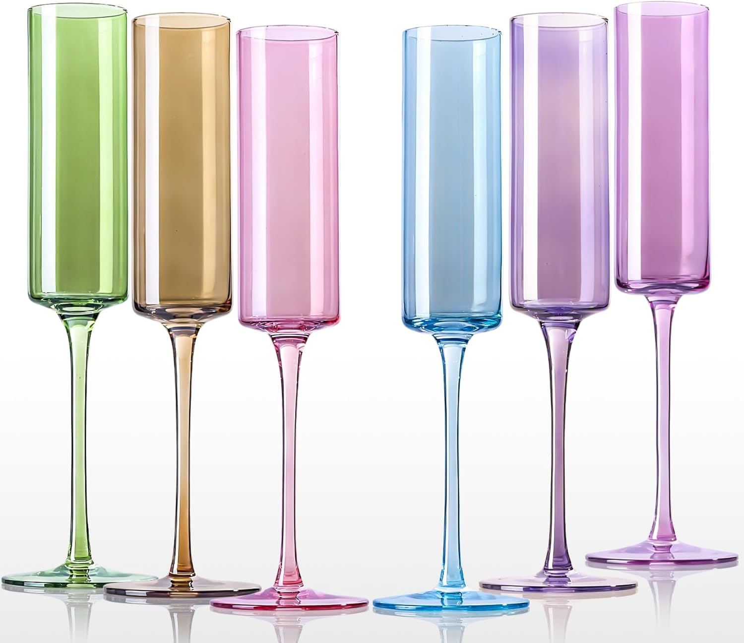 Square Champagne Flutes Multicolor Modern Colorful Champagne Flutes Lead-Free Premium Crystal Anniversary