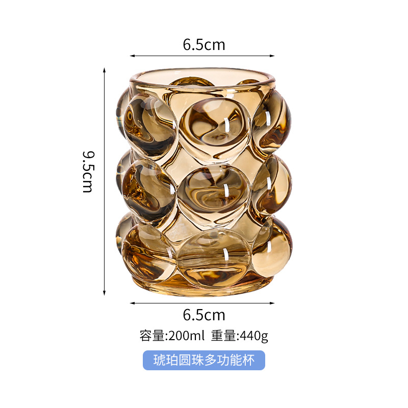 High-Aesthetics 360ml Glass round Ball Cup Creative Pen Holder for Makeup Candlestick Candle Storage-for Gifts