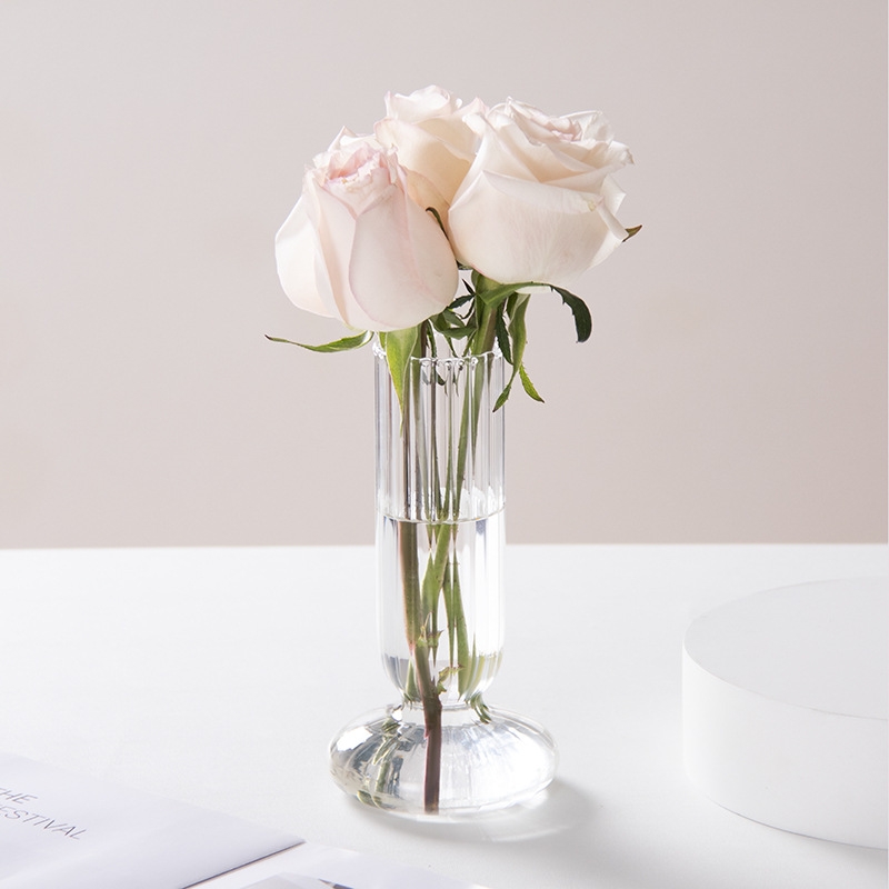 New simple glass vase flower arrangement decoration living room entrance model room dining table hotel light luxury craft vase