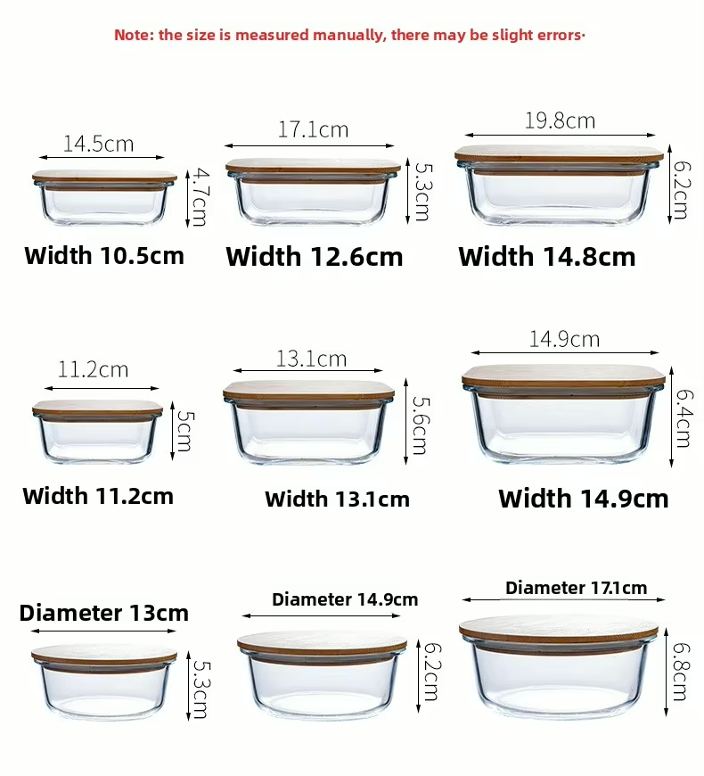 Wood Lid High Borosilicate Glass Food Storage Container Set for Amazon Styrofoam Safe Lunch Box and Glass Bowl
