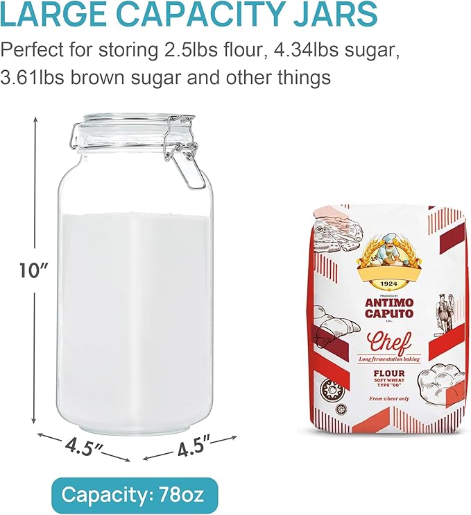 78 oz Big Jar Canister Factory Price Clip Top Glass Storage Jar Large Coffee Glass Container With Metal Clip Lid