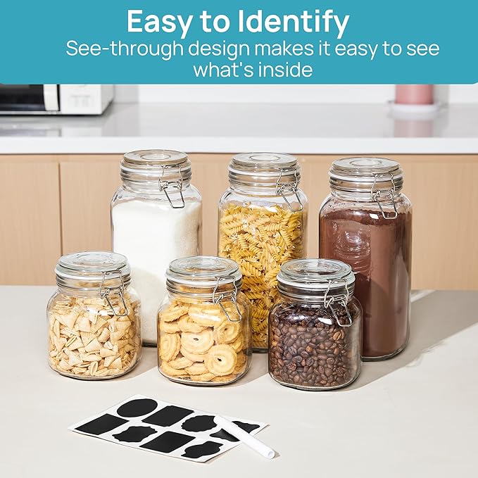 78 oz Big Jar Canister Factory Price Clip Top Glass Storage Jar Large Coffee Glass Container With Metal Clip Lid