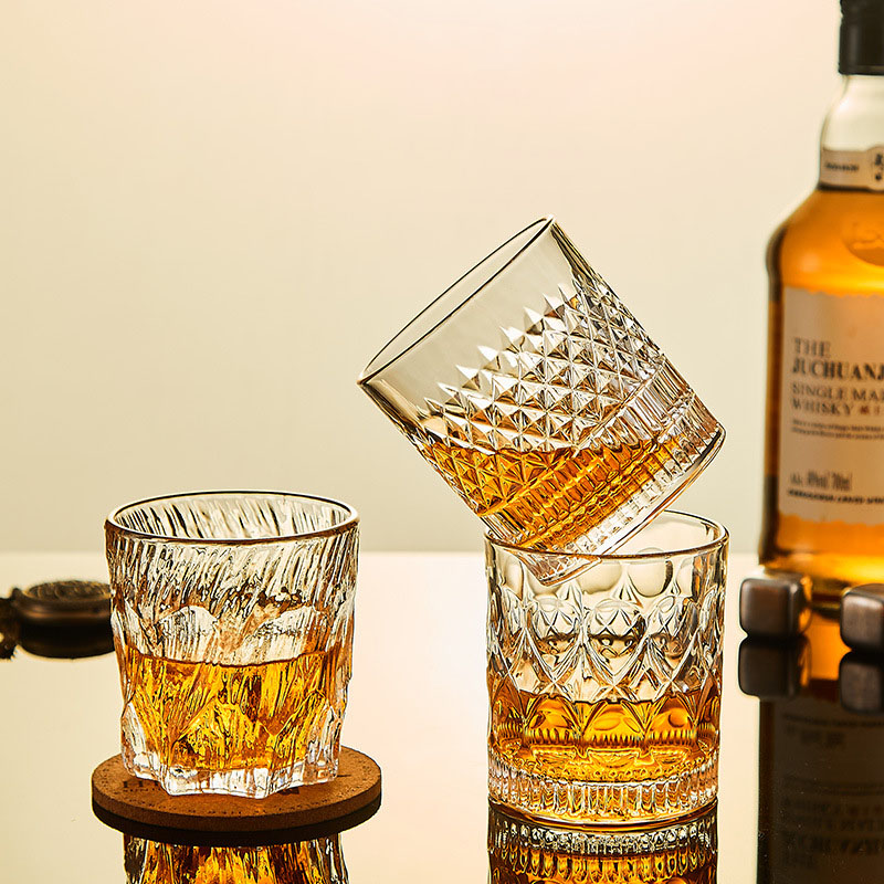 Embossed whisky glass gift box set bar classic spirits foreign wine glass home glass glass beer glass