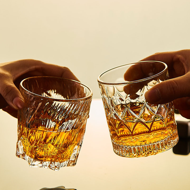 Embossed whisky glass gift box set bar classic spirits foreign wine glass home glass glass beer glass