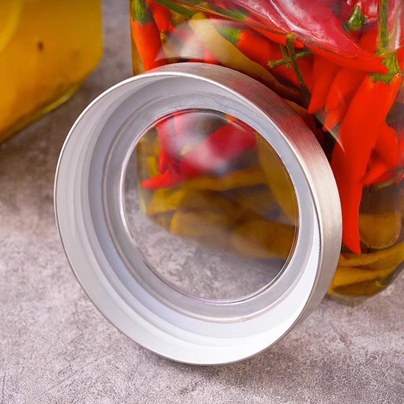 Stainless Steel Transparent Lid sealed Jar Thickened Lead-free Glass Storage Container Food Storage and Packaging square Bottle