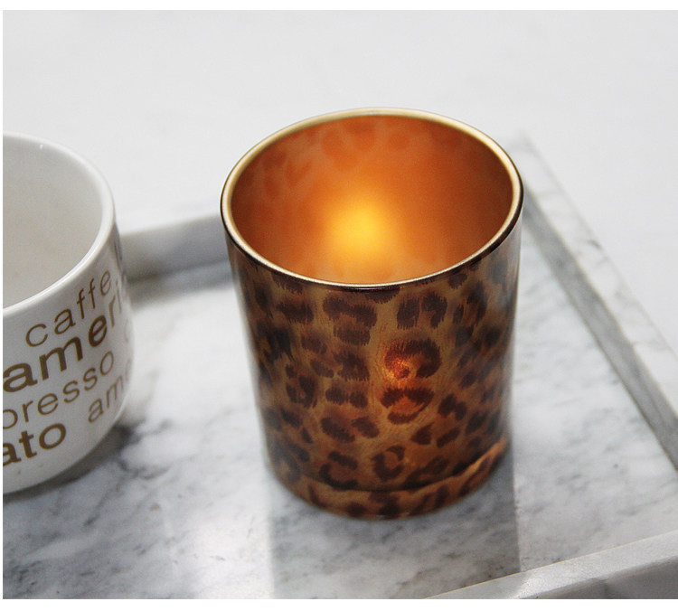 Custom leopard print votive candle jar