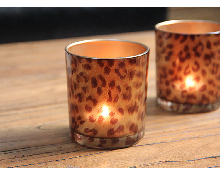 Leopard print glass candle holder wholesale