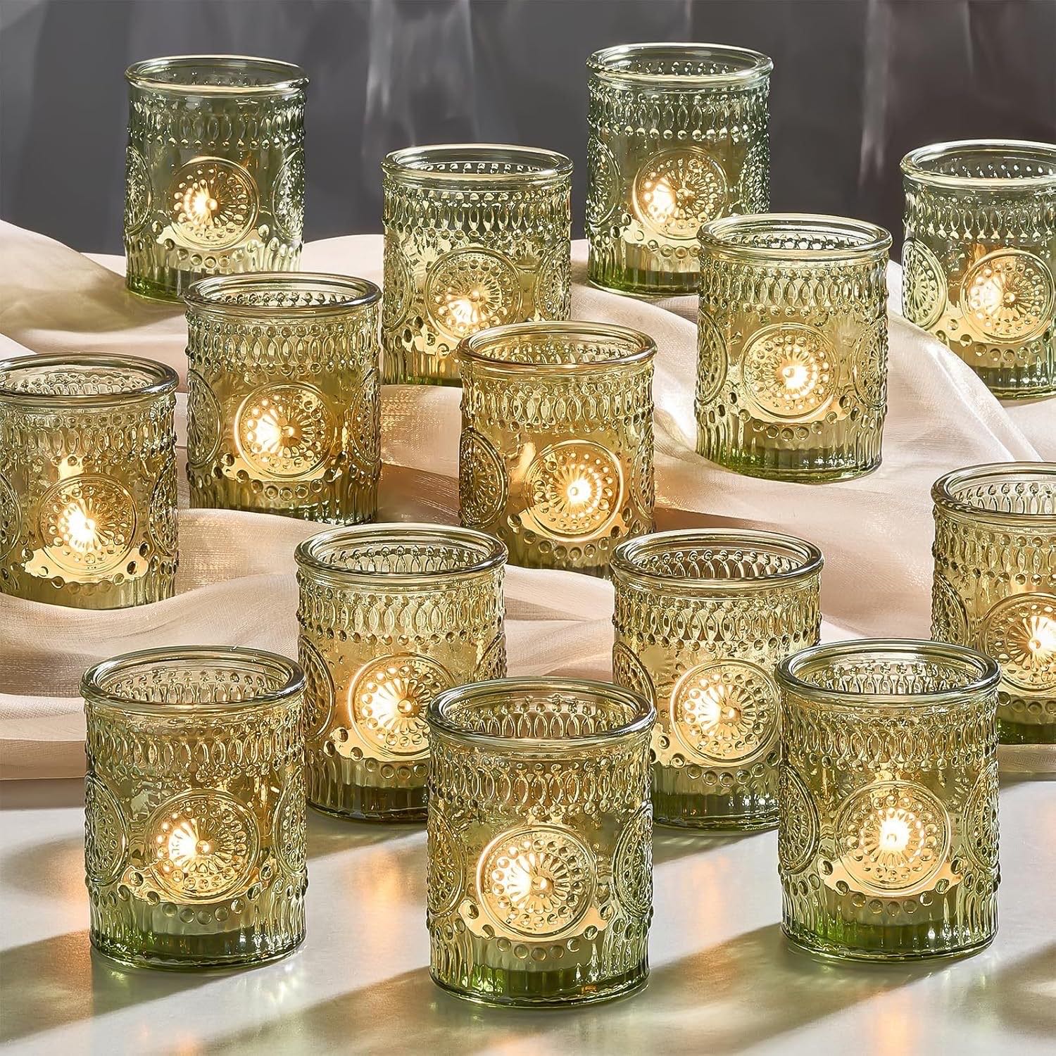 Blue Embossed Glass Candle Holder Wholesale