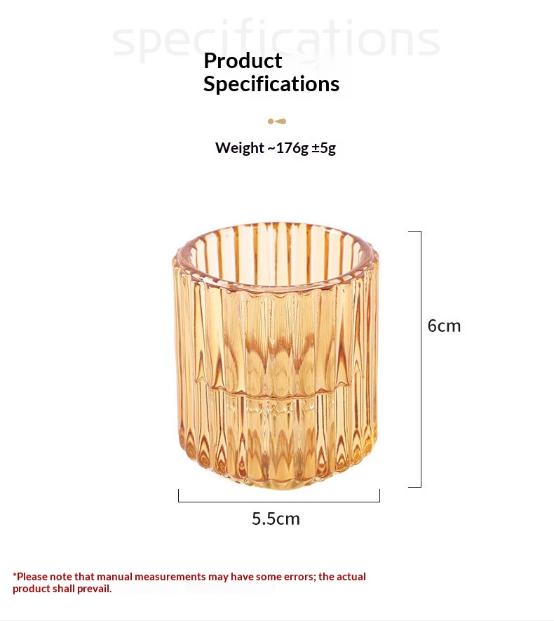 Amber Ribbed Glass Candle Holder Set Wholesale