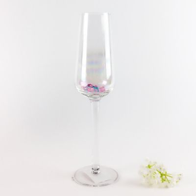 rainbow color long stem champagne glass