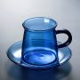 220ml Durable fashion coloured glass coffee cup with handle