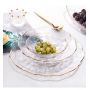 Wedding tableware clear glass beaded charger plate gold rim charger plate dinner plate luxury