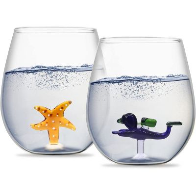 Customized 3D Design Glass Tumblers 16 Ounces High Borosilicate Drinking Glasses for Red Wine Whiskey Cocktail