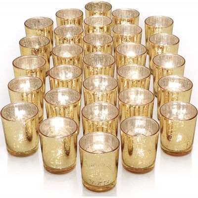 Gold Votive Candle Holders Ideal for Wedding Centerpieces, Party Supplies, Valentine's Day Table Decor