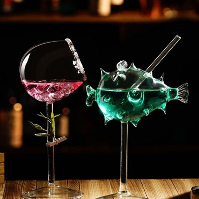 240ml Puffer Fish Wine Glass Cocktail Glass Bar Martini Glasses for Home Wedding Party Bar Clear