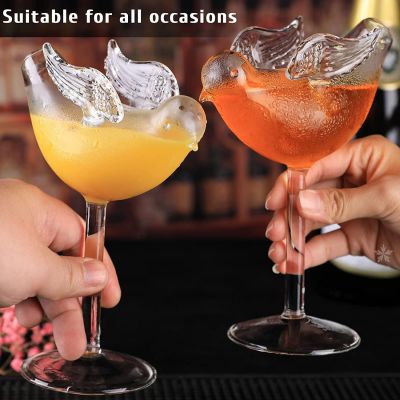 Bird Cocktail Glass Set of 2 Transparent Martini Glass Creative Cup Juice Glass Great for Whiskey