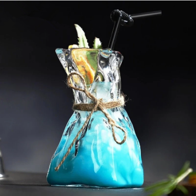 300ml Colorful Cocktail Glasses Creative Origami Art Vase Bar Glassware Mixed Wine Cup Restaurant Juice Coffee Mug Beer Tumbler