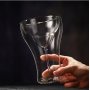 265ml Clear Double Wall Margaret Cup Cocktail Goblet Bar Glassware Wine Tumbler Martini Glass Stemware Bilayer Series Coffee Mug