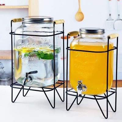 Cold drink Coke bucket with faucet, cold kettle, buffet juice bucket, glass beverage can, summer large-capacity enzyme bucket