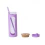 New Silicone Set Single -layer Glass Cup Outdoor Portable Large -capacity Film Cup Small Fresh Student Wooden Covering Straw Cup