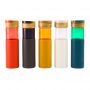 Customized silicone cover glass cup single layer spray paint water bottle handle bamboo cover glass cup
